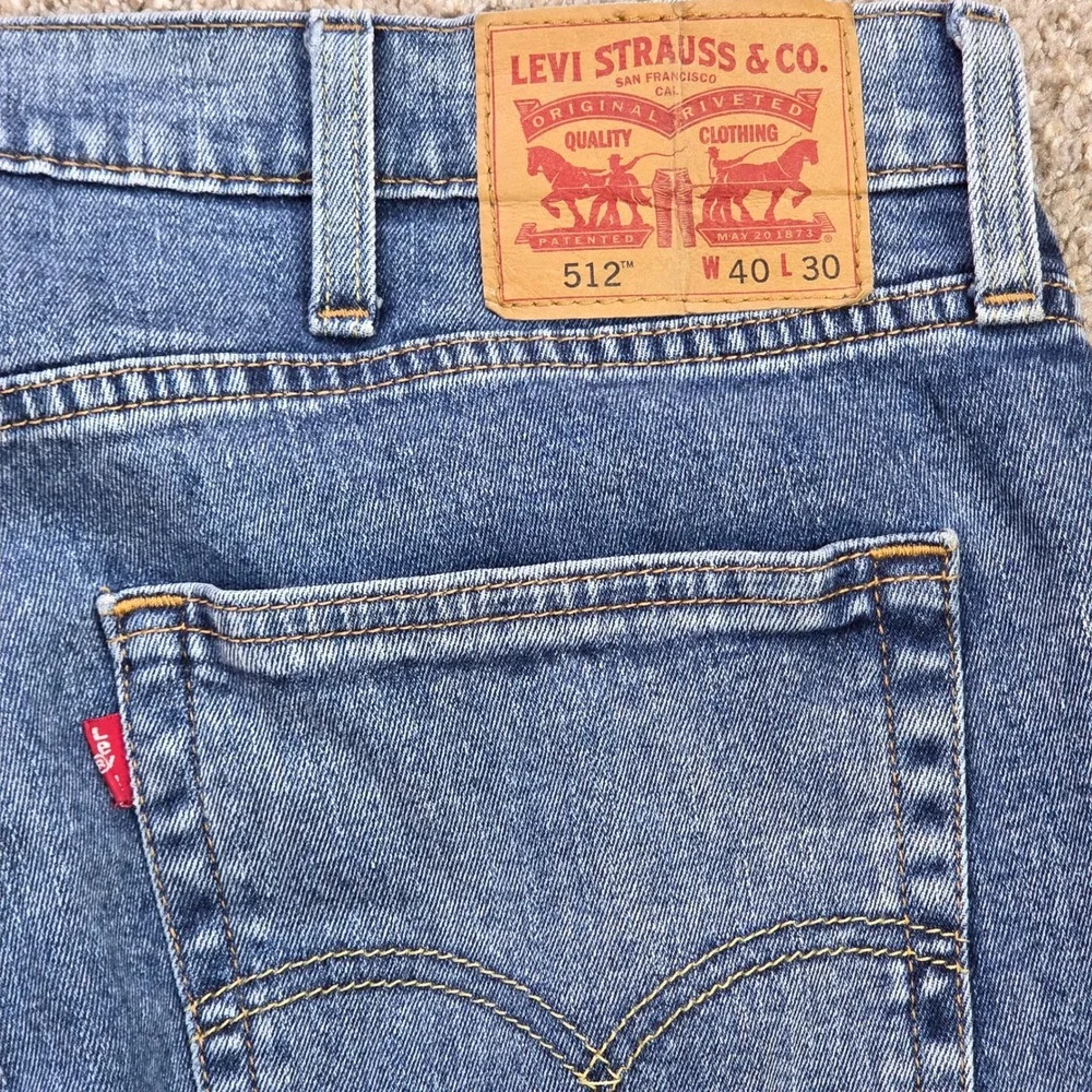 Levis 512 Slim Taper Jeans Mens 40x30 Medium Wash Blue Denim Pants